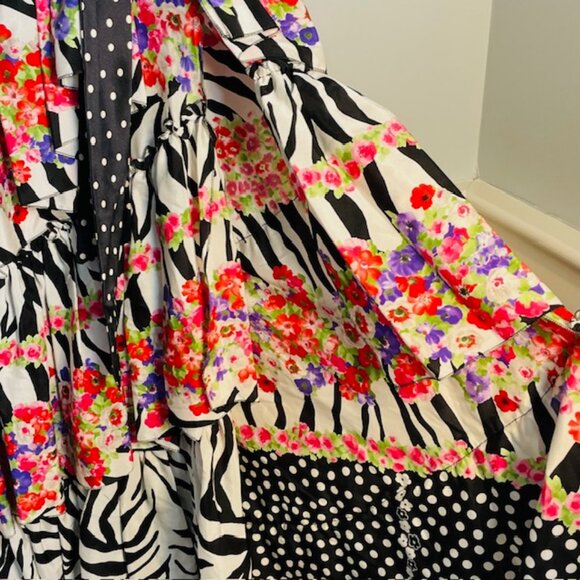 Blumarine 100% Silk Floral & Zebra Maxi Skirt Tiered Ruffled 6 Small - Picture 4 of 9